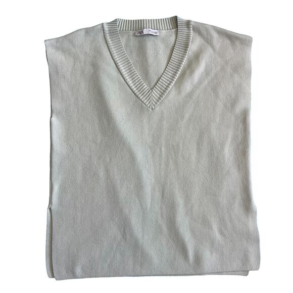 Zara Tunic Top Women's Mint Size Small V-Neck Sleeveless Side Slit Sweater - Picture 1 of 4